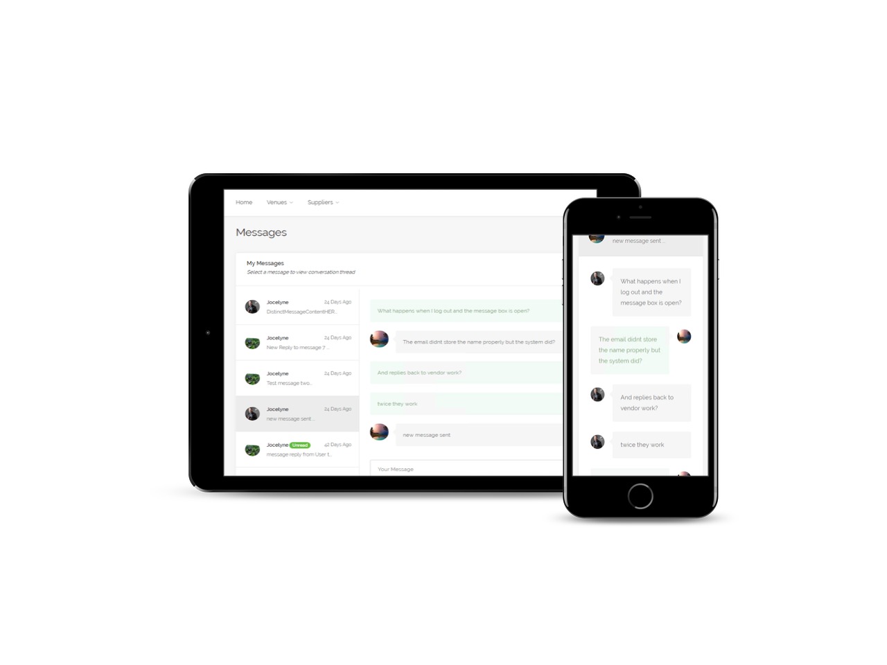 Message Example on tablet